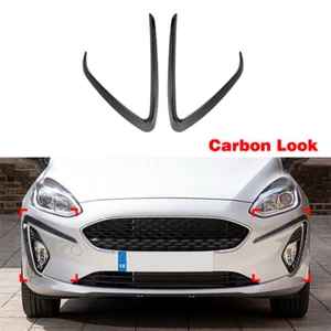 Carbon Look Front Bumper Fin Canards Splitter For Ford Fiesta MK8 Standard 18-20 - Picture 1 of 4