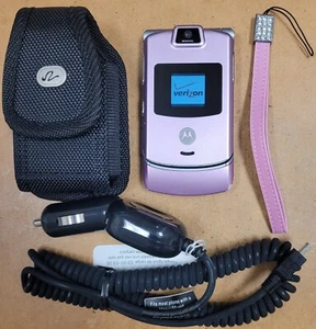 Motorola RAZR V3c - Pink and Silver ( Verizon ) Flip Phone - Super Rare Color - Picture 1 of 7