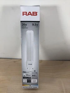 RAB 9.5Watt LED PL Lamp Bulb G24q Base 3500K 1250 Lumens 4 Pin CFL Replacement - Picture 1 of 7