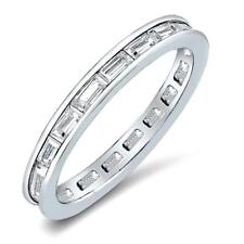.50 TCW Baguette CZ Stackable Eternity Channel Bridal Ring Guard Band 925 4-10