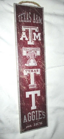 TEXAS A&M AGGIES Heritage Banner Wood Sign 24" x 6" #4 - NEW Cover