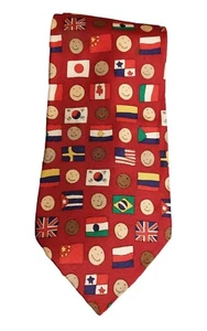 Save The Children Collection Necktie Red Multicolor Tie 100% Silk 58" - Picture 1 of 5