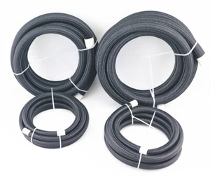 AN6 0.34" Nylon & Stainless Steel Braided OIL FUEL Line Intercooler Vacuum Hose - Picture 1 of 3