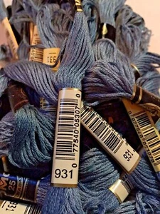 2 Skeins DMC Embroidery Floss 100% cotton 8.7 yds BLUE,TURQUOISE,AQUAMARINE - Picture 1 of 59
