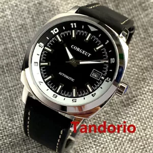 Reloj para hombre CORGEUT 42 mm NH35A movimiento esfera negra correa de cuero fecha parte posterior vidrio - Imagen 1 de 17