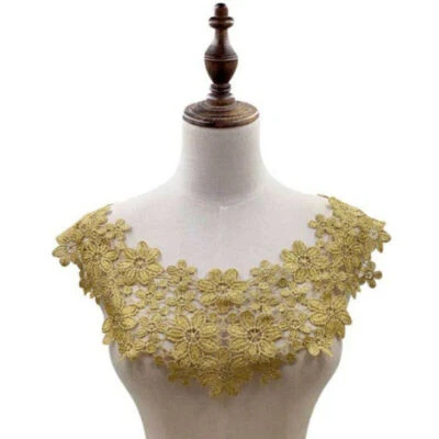 Flower Applique Lace Collar Trim Embroidered Neckline Sewing Patches DIY Decor - Image 1 of 4