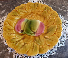 N2345 Sarreguemines UC Obstteller Dessertteller Apfel Majolika Obst alt Jugendst