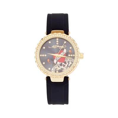 Ed Hardy Ladies Rubber Black/Black Plain Analog Watch - Image 1 of 2