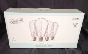 (4-Pk) Feit Electric Edison Style Antique Filament ST19 LED Light Bulb 60W Eqv - Picture 1 of 5