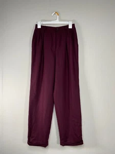 Lauren Ralph Lauren PETITE 100% Worsted Wool Women's 8P High Rise Burgundy USA - Picture 1 of 15
