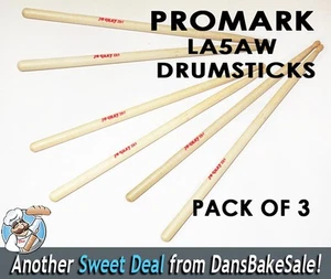 Palos de batería ProMark LA5AW - nuevo stock antiguo - estampado para banda de gira - paquete de 3 - Imagen 1 de 9