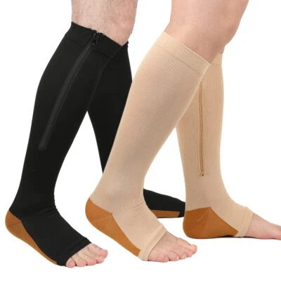 Kompressionsstrümpfe Stützstrümpfe Kniesocken Mit Reißverschluss Thrombose Socks - Bild 1 von 4