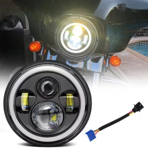 7''pouce LED phare Feux avant argent Hi-Lo Beam Lampe pour Har-ley JEEP Wrangler - Imagen 1 de 14