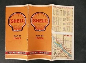 1941 Iowa  map shell gas oil city insert Waterloo Rock Island Des Moines - Picture 1 of 3