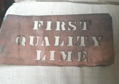 Rockland Me. Plantilla antigua de cobre cal de primera calidad de 1875 de Lime Co. Foto 1 de 2