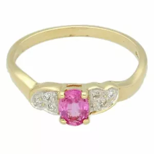 18Carat Yellow Gold Ruby Solitaire w/ Diamond Accents (Size P) 4x5mm - Picture 1 of 3