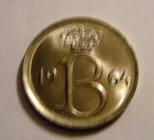 1964 Belgium 25 Centimes Coin Unc - Picture 1 of 2