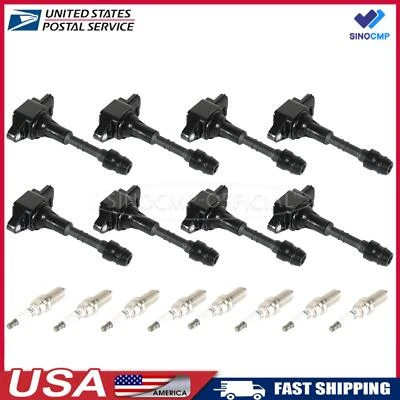 8pcs Ignition Coils & Iridium Spark Plug UF551 for 2008-2012 Nissan Pathfinder - Imagem 1 de 4