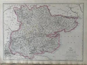 1863 Essex Original Antique Hand Coloured Weekly Dispatch Map - Picture 1 of 3
