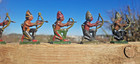 6x URALT BLEI ZINN FIGUR INDIANER PFEIL u. BOGEN WILD WEST HEINRICHSEN DREYßIG ?