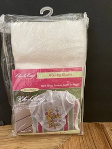 CHARLES CRAFT 18 Count Cross Stitch Receiving Blanket White 30x 30" - Picture 1 of 5