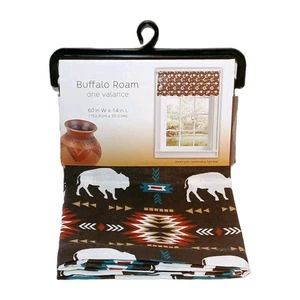 Buffalo Roam Southwestern Kitchen Valance Bison Native Window Décor Colordrift - Picture 1 of 9