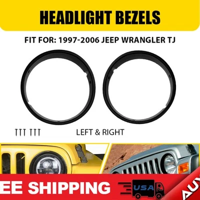 Farol tampa moldura preta para conjunto Wrangler Jeep TJ 1997-2006 inserção de farol - Imagem 1 de 4