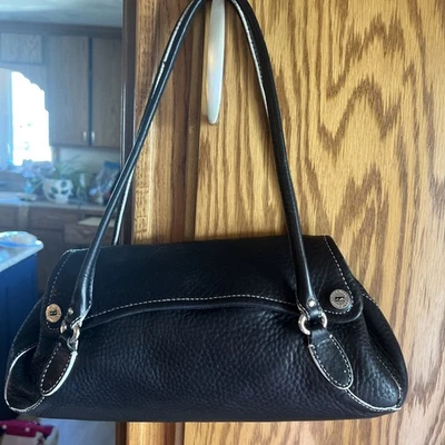 Cole Haan Cartera Bolso de Mano Cuero Guijarro Blanco Cosido Bolso de Mano Solapa Foto 1 de 4