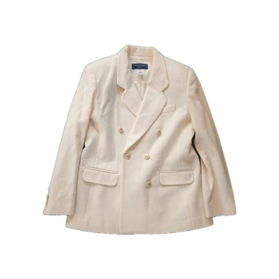  Vintage 90s  Woman's 100% virgin wool one button ivory blazer Size 10 petite - Image 1 of 4