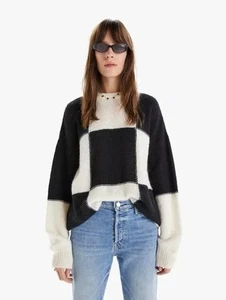 Mother The Long Drop Entree Fee Oversized Check Wool & Alpaca Sweater, Size M - Picture 1 of 14