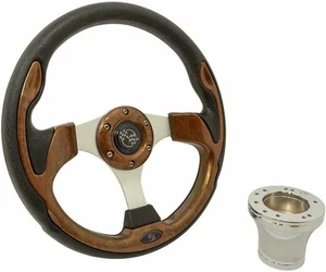 GTW 12.5 Inch Woodgrain Rally Golf Cart Steering Wheel for Club Car DS - Picture 1 of 3