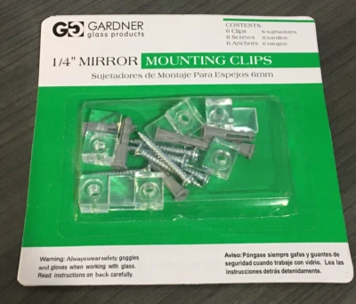 Kit de montaje de espejo Gardner Glass 1/4" - Juego de 6 anclajes, tornillos, clips de plástico Foto 1 de 3