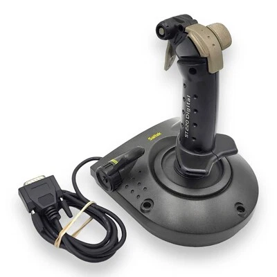 Vintage Saitek ST220 Digital PC Flight Stick Joystick Controller Black Gold - Image 1 of 4