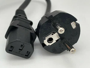 Desktop PC 3-Prong AC Computer Power Cord Type F Plug EU Europe 8" Long - Picture 1 of 7