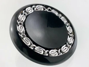Bakelite With Lucite Black Color Garment Button 1.25in Chainlink Pattern 330B - Picture 1 of 6