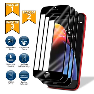 For iPhone 7 8 SE 2020 6 Plus Full Coverage 3D Tempered Glass Screen Protector - Picture 1 of 9