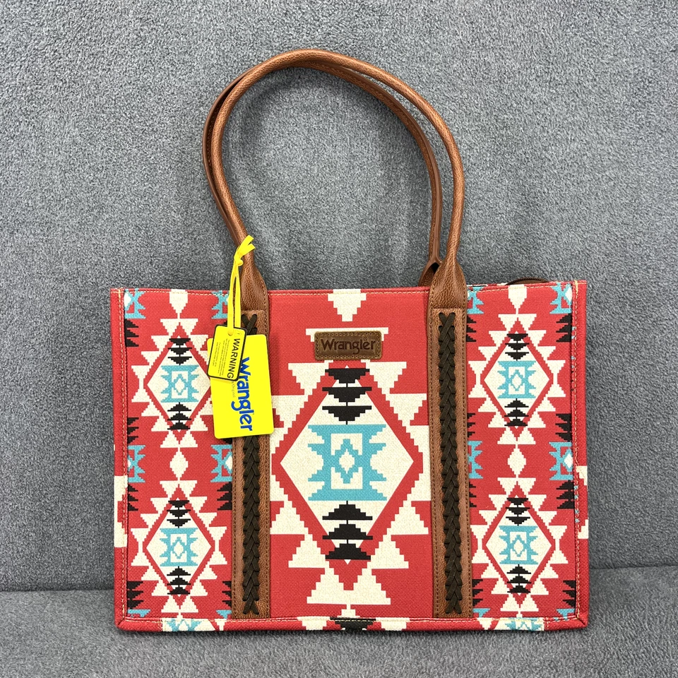 Wrangler Ladies Southwestern Dual Sided Burgundy Tote Bag WG2203-8119BDY