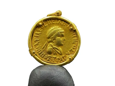 Ancient Antique Old Indo Greeks Gold Coin Jewelry Pendant South Asian - Image 1 of 4