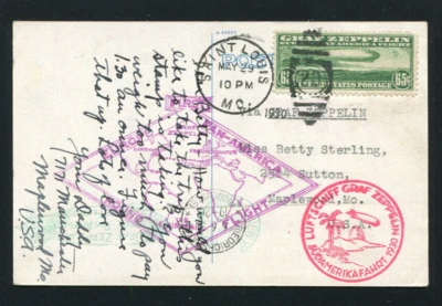 Zeppelin 1930 LZ 127 Sieger 64F South America Flight US Post C13 XF to Maplewood - Image 1 of 2