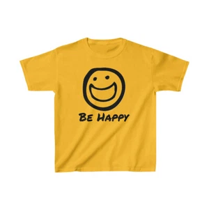Classic Be Happy Smiley Face Kids Heavy Cotton Tee - Picture 1 of 29