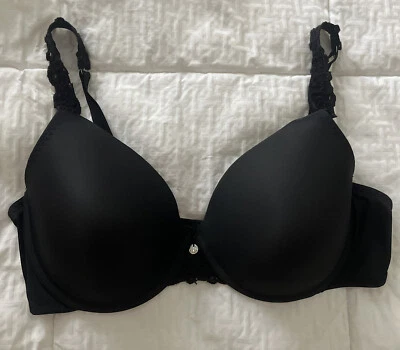 Sujetador Natori 34DD con aros forrado satinado copa acolchada correas ajustables negro Foto 1 de 3
