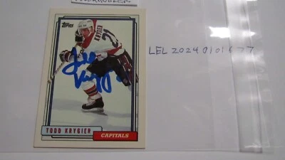 1992 1993 Topps Todd Krygier signed Hockey Card - Image 1 of 2