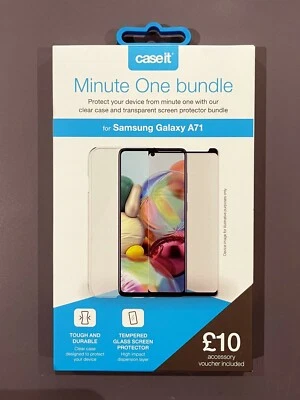 Protector de pantalla de vidrio para Samsung Galaxy A71 + funda trasera transparente resistente para A71 Foto 1 de 3