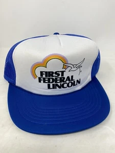Vintage Rope Snapback Trucker Hat Cap Mesh Foam Birds First Federal Lincoln-RARE - Picture 1 of 7
