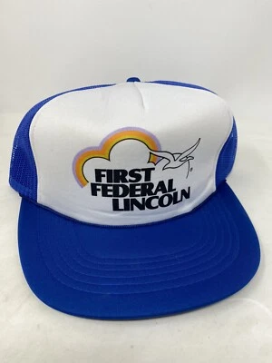 Gorra de camionero con cierre a presión de cuerda de colección malla espuma aves primer federal Lincoln-RARA Foto 1 de 4