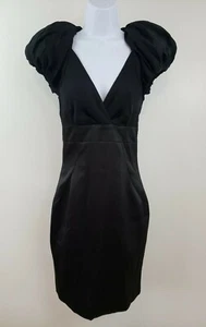 TED BAKER schwarzes Seidenkleid Gr. 1 / US 2 Puffärmel V-Ausschnitt Cocktail Party - Bild 1 von 9
