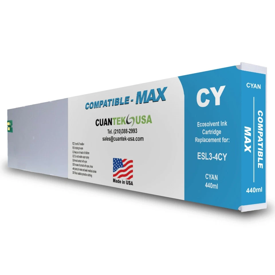 Roland Ecosol MAX compatible CYAN ink 440ml cartridge ESL3-4CY *MADE IN USA - Image 1 of 1