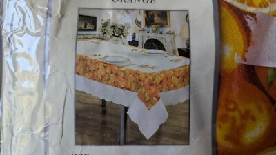 NWT 60 x 90" Oblong Orange & White Tablecloth from RT Polyester - Image 1 of 2