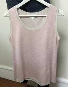 vtg ST JOHN Sleeveless Santana Knit Tank Top Sz P Pink Silver Metallic USA - Picture 1 of 7