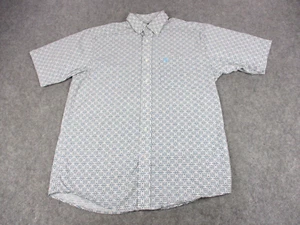 Ariat Shirt Mens Medium White Blue Geometric Button Down Western Rodeo Rancher - Picture 1 of 11